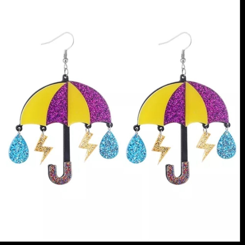 NWOT Glitter Umbrella Earrings
